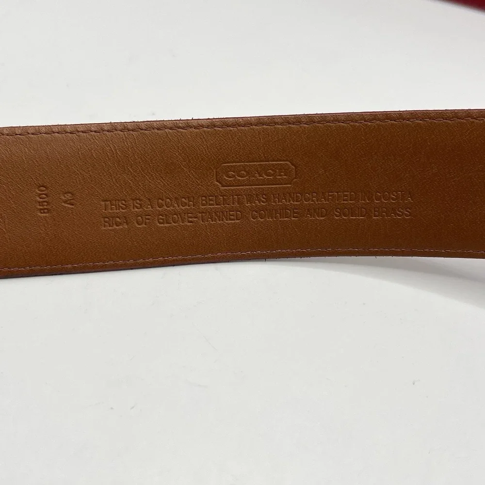 VTG Coach 8500 Glove Tanned Cowhide Leather Belt Large Red Brass Buckle